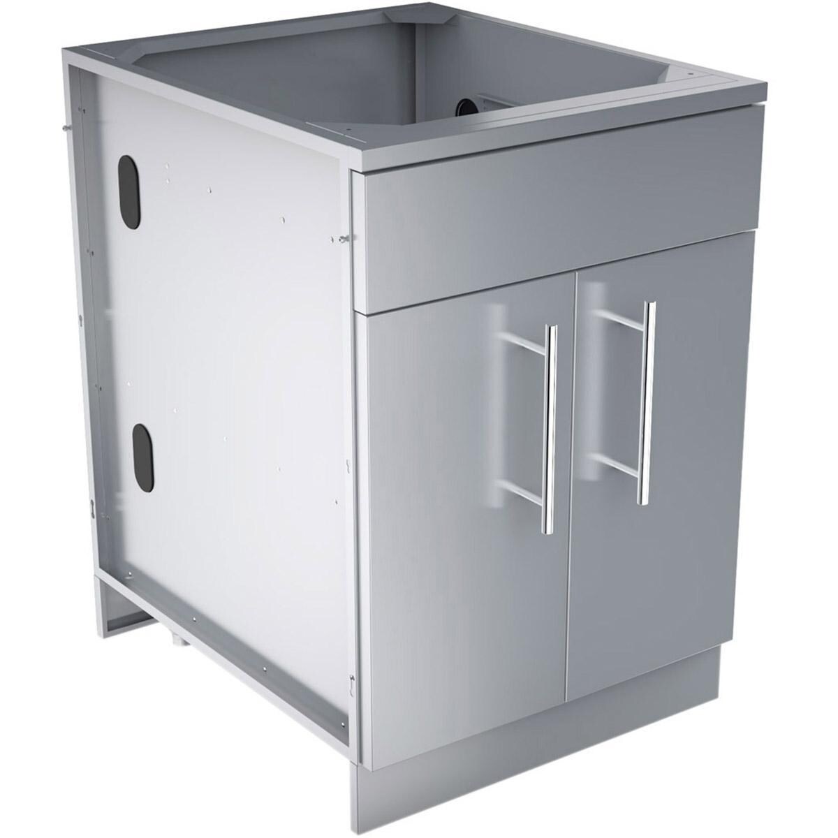 Sunstone SBC24CDD 24-in Outdoor Kitchen Double Door and Drawer Island Cabinet - False Drawer Panel Included For Use As A Sink Cabinet - White Background thumbnail