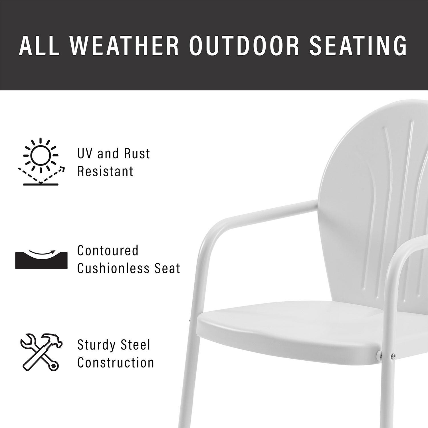 Ultimate Patio UP-32237WH 3Pc Retro Outdoor Chair Set White Gloss - Weather Resistant - Diagram thumbnail
