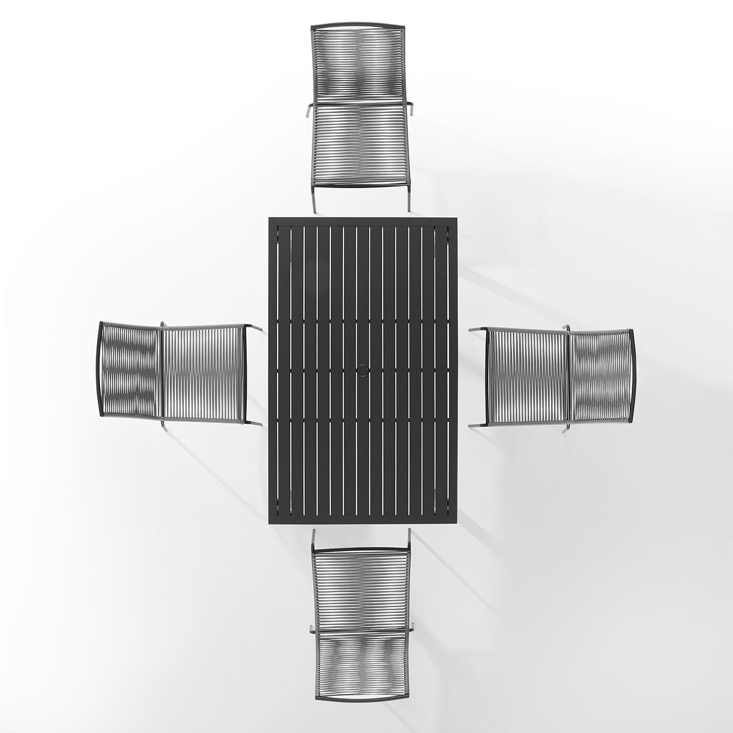 Ultimate Patio UP-92515MB-GY 5Pc Wicker Outdoor Dining Set in Gray - Overhead View - White Background thumbnail