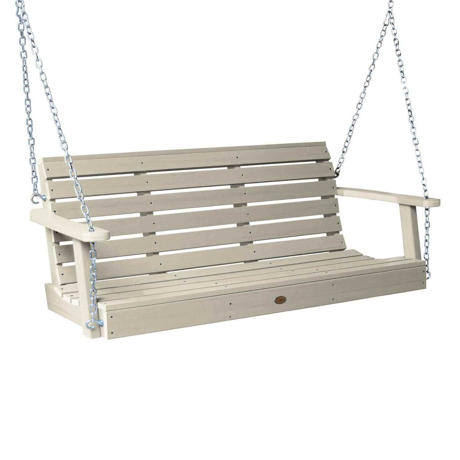 Lakeview Elm Pointe 5-Foot Porch Swing - Whitewash - Angled View thumbnail