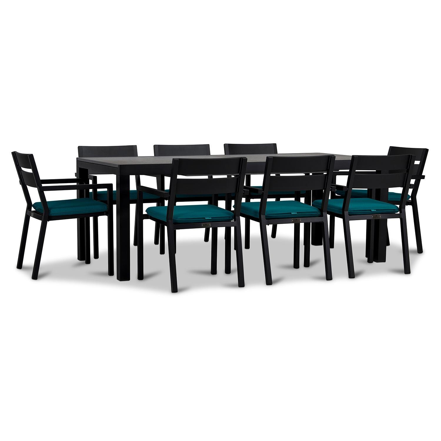 Calm Bay 9 Pc Extendable Dining Set in Black/Spectrum Peacock by Lakeview - White Background 2 thumbnail