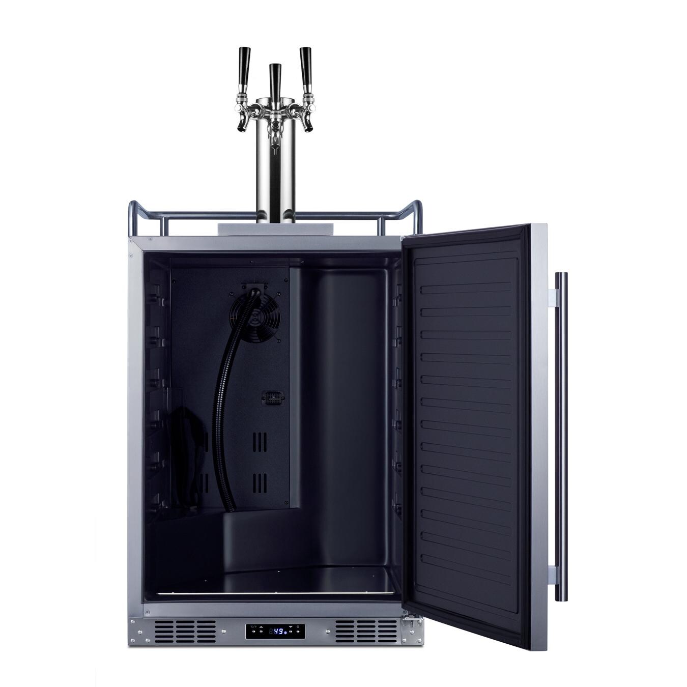 Summit SBC683OSTRIPLE Commercial Outdoor Rated Triple Tap Beer Dispenser / Kegerator - Open thumbnail