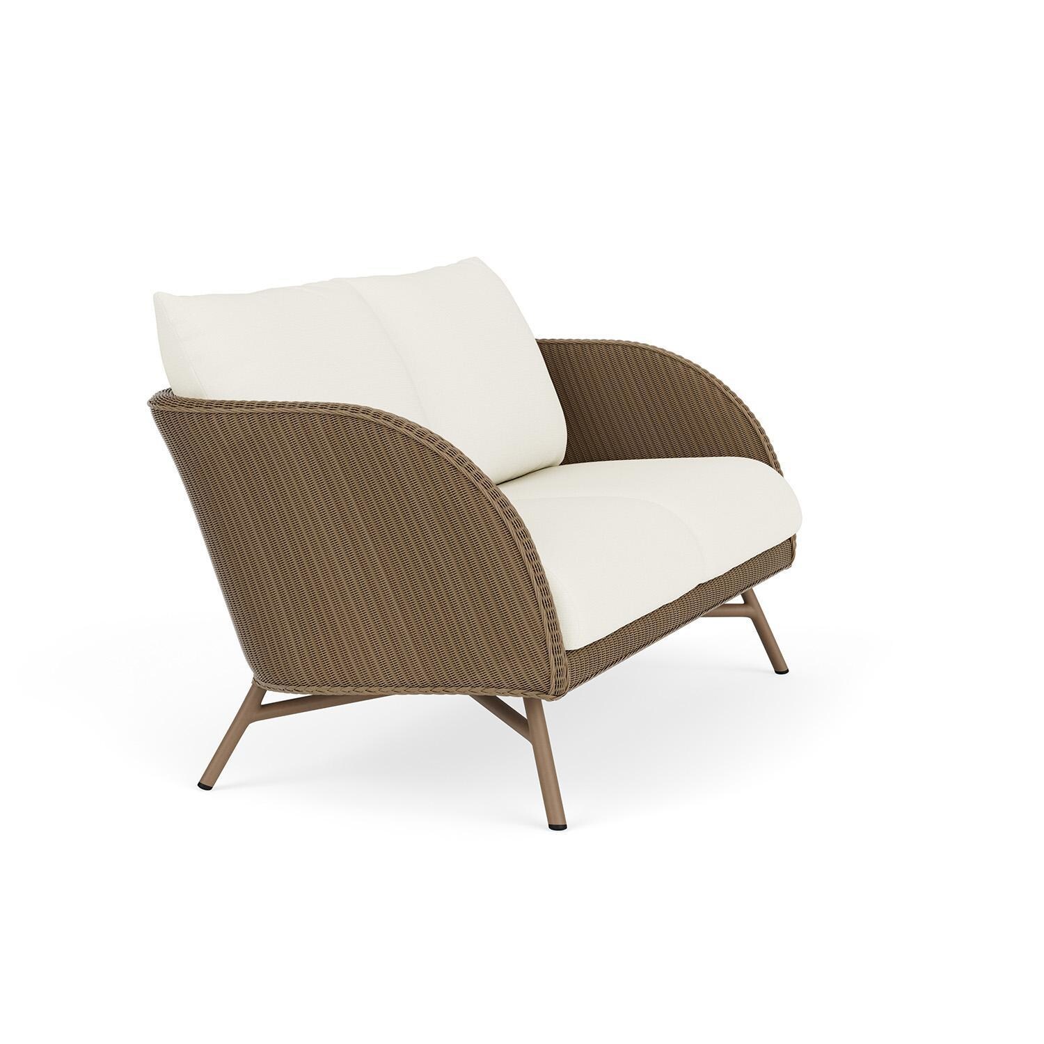 Lloyd Flanders Essence Loveseat W/Sailcloth Salt Fabric - Fawn Finish - Angled thumbnail