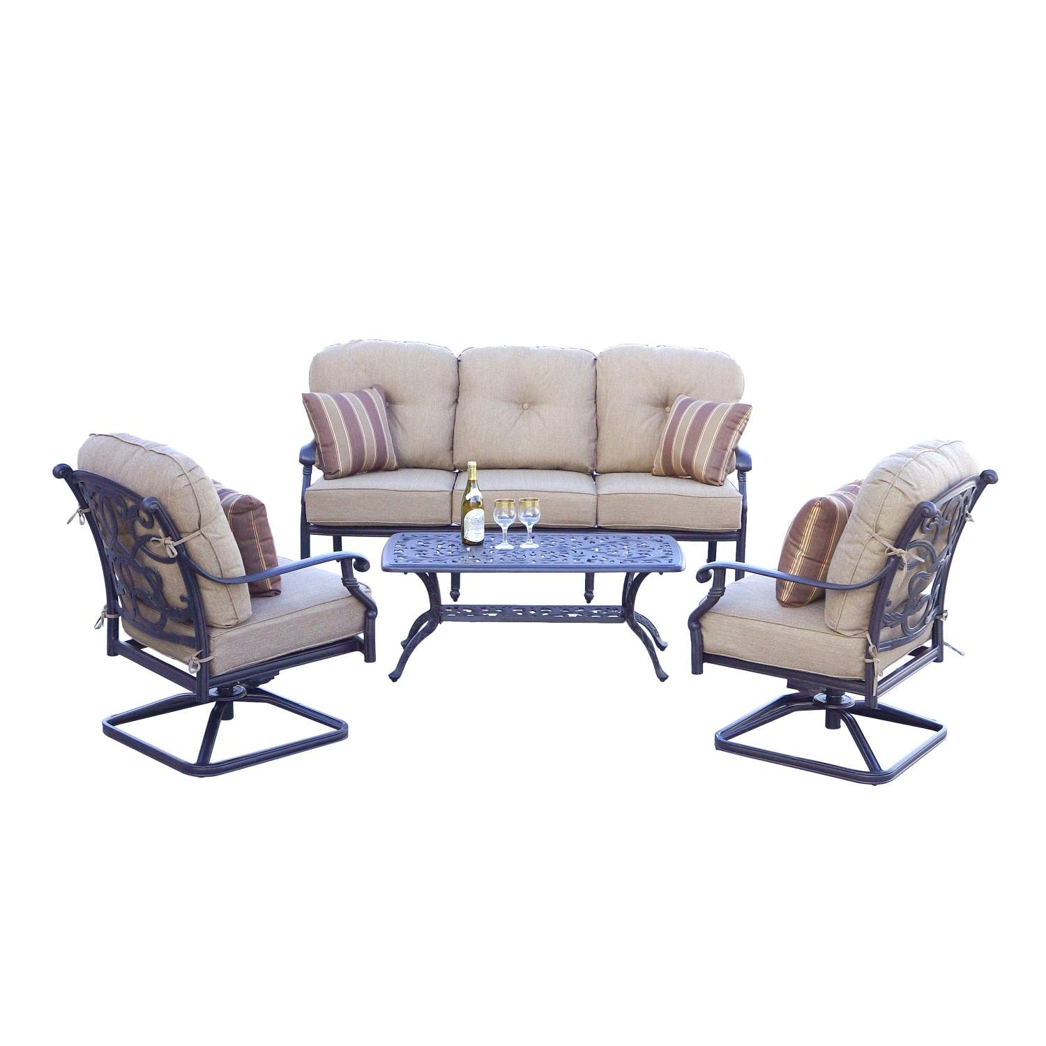 Darlee Santa Monica 4 Pc Cast Aluminum Seating Set w/ 42 X 21 Inch Series 80 Table