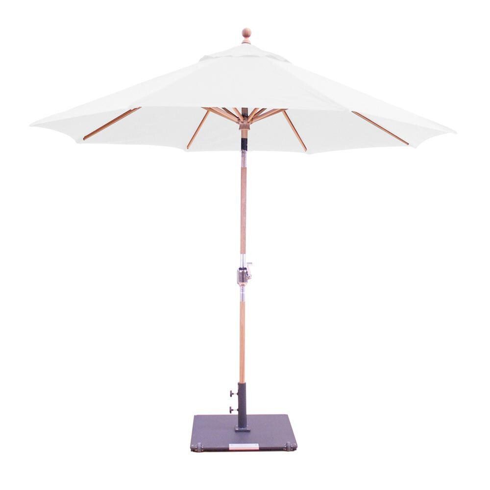 Galtech 9 Ft. Octagonal Teak Patio Market Umbrella W/ Crank Lift And Rotational Tilt - Sunbrella Canvas Natural Canopy image