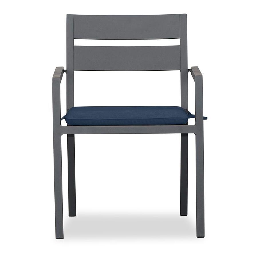 Calm Bay Aluminum Dining Arm Chair in Slate/Spectrum Indigo by Lakeview Outdoor Designs - Front - White Background thumbnail