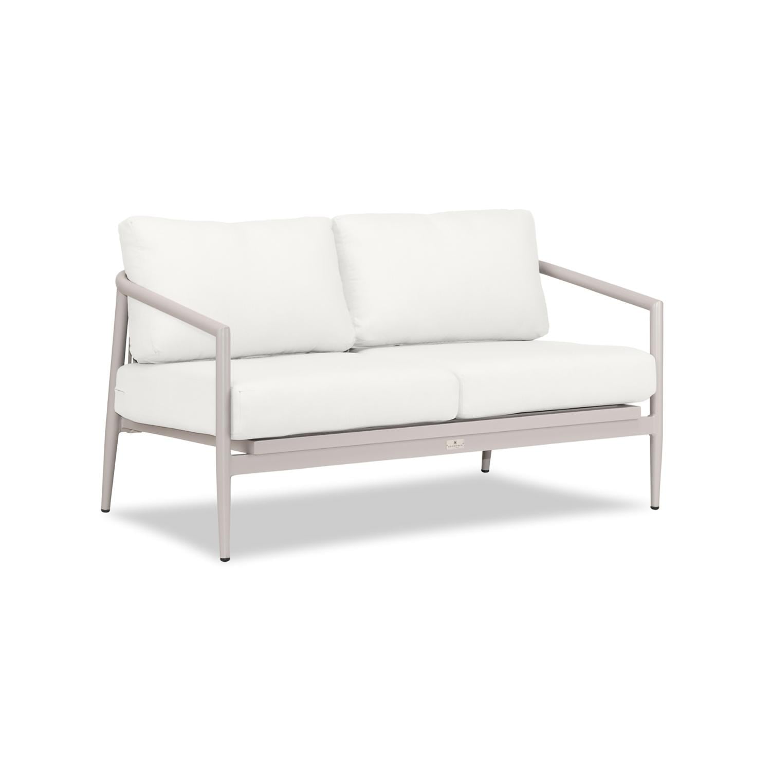 Lakeview Midnight Cove 2 Person Aluminum Loveseat in Urban Stone/Carrera/Canvas Natural - Angled - White Background thumbnail