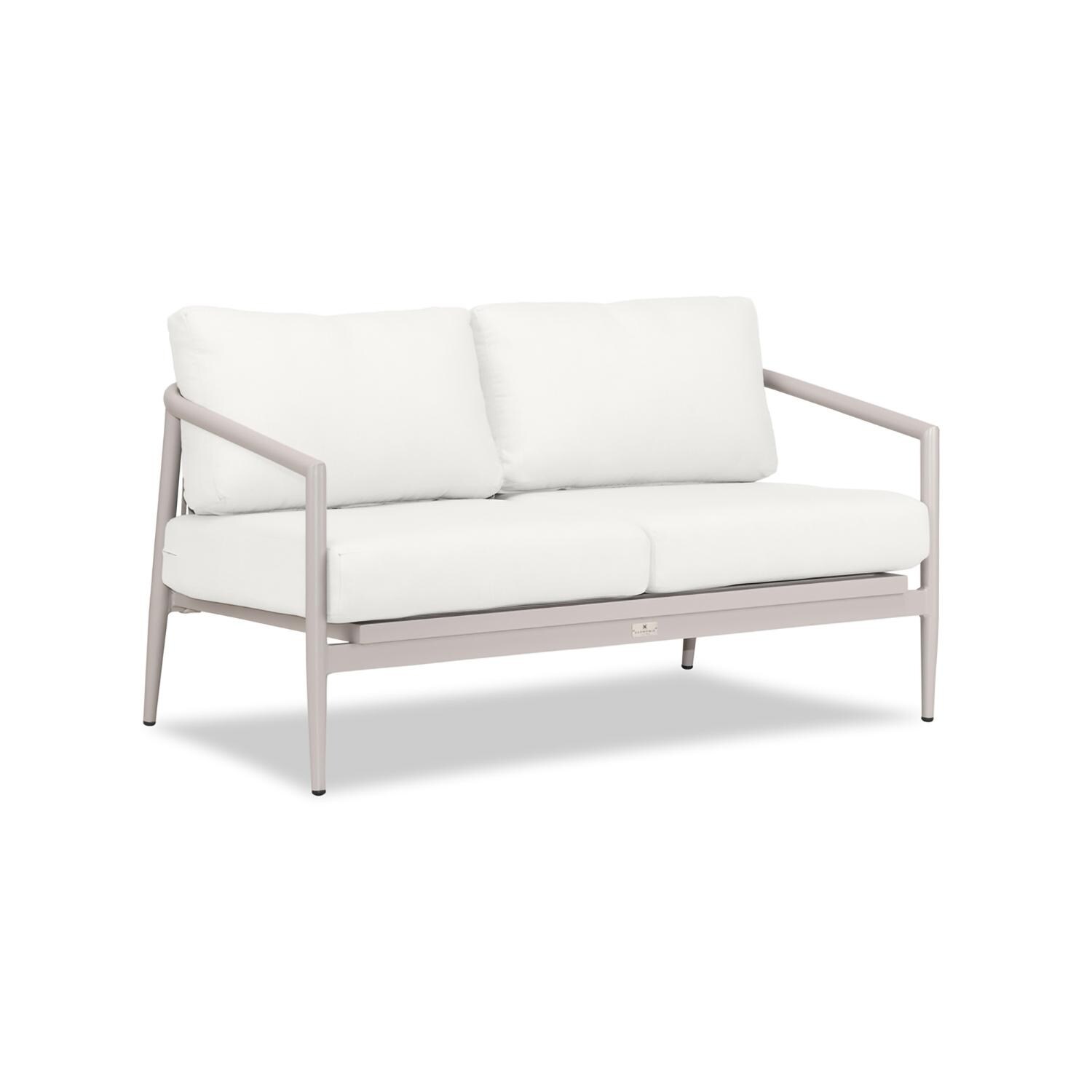 Lakeview Midnight Cove 2 Person Aluminum Loveseat in Urban Stone/Carrera/Canvas Natural - Angled - White Background thumbnail