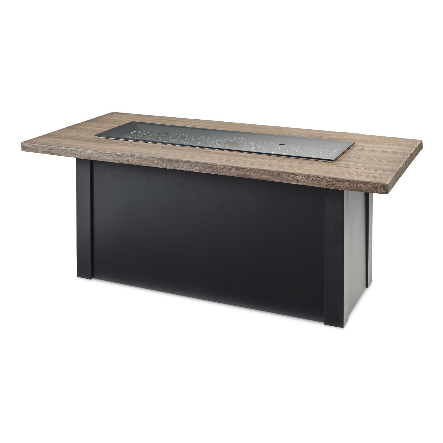 Havenwood 62 Inch Natural Gas Fire Pit Table W/ Driftwood Top & Black Base - Cover - White Background thumbnail