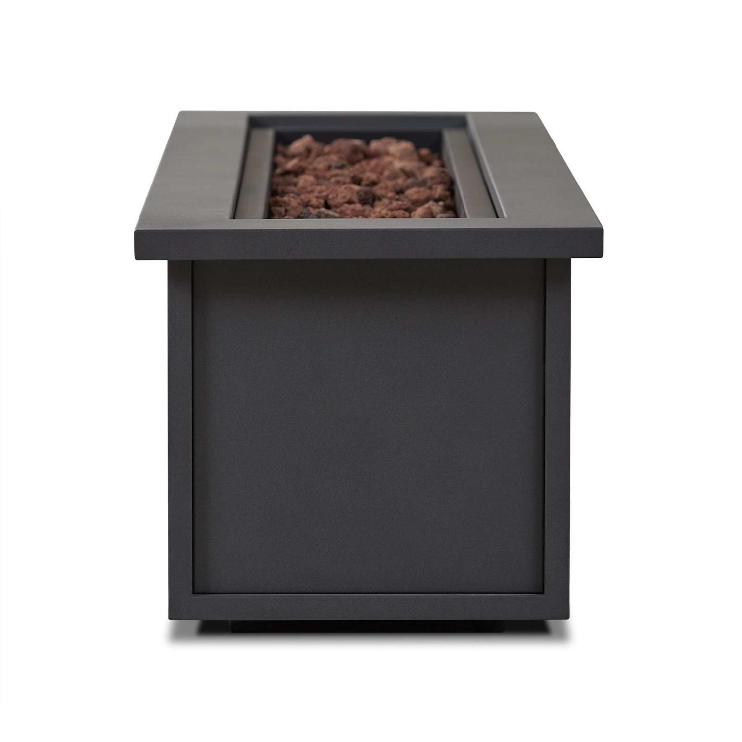 Lakeview SC1520LPWSLT Piney Bay 48-Inch Rectangle Propane Fire Table - Weathered Slate - End View thumbnail