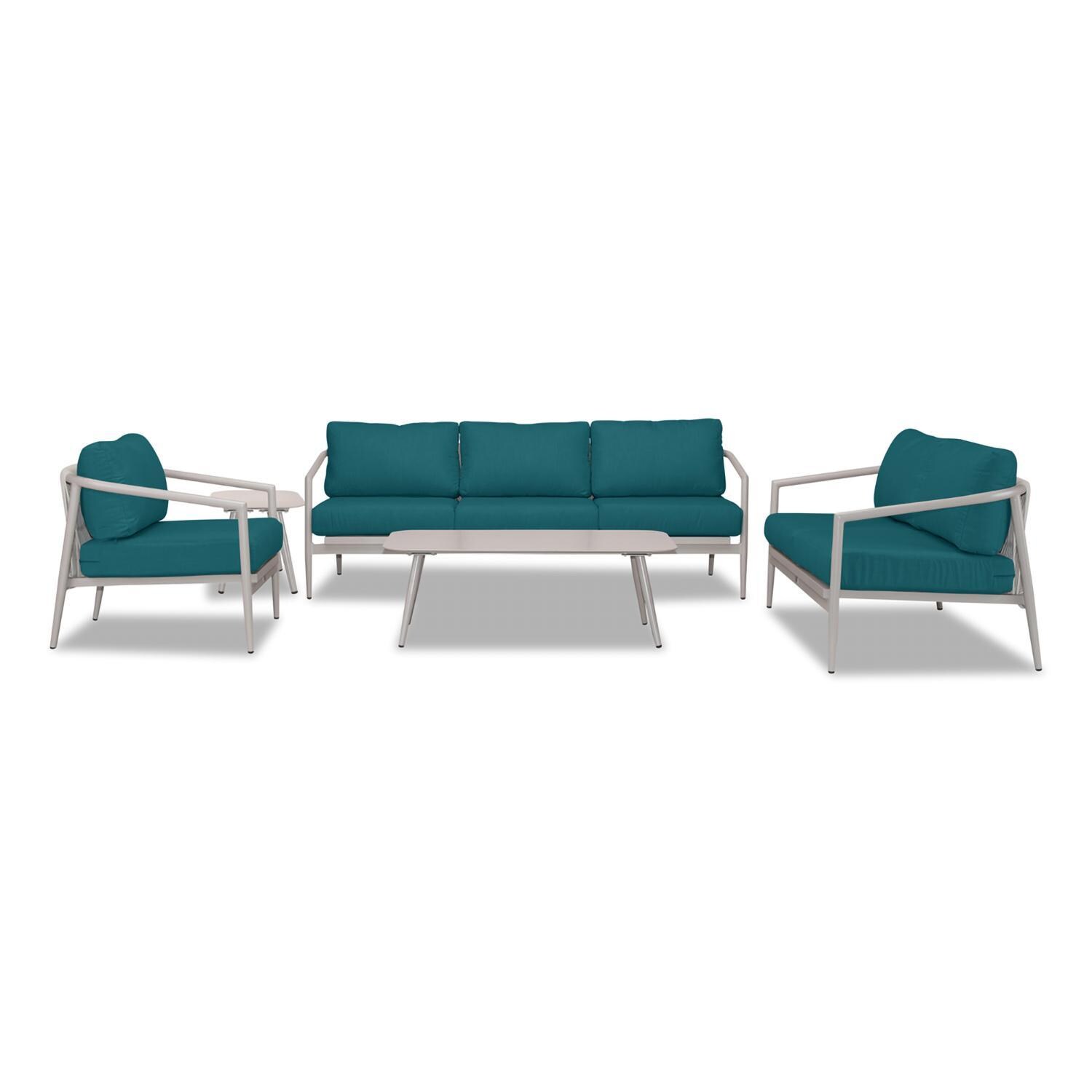 Midnight Cove 5 Pc Aluminum Seating Set w/ Sofa in Urban Stone/Spectrum Peacock by Lakeview Outdoor Designs