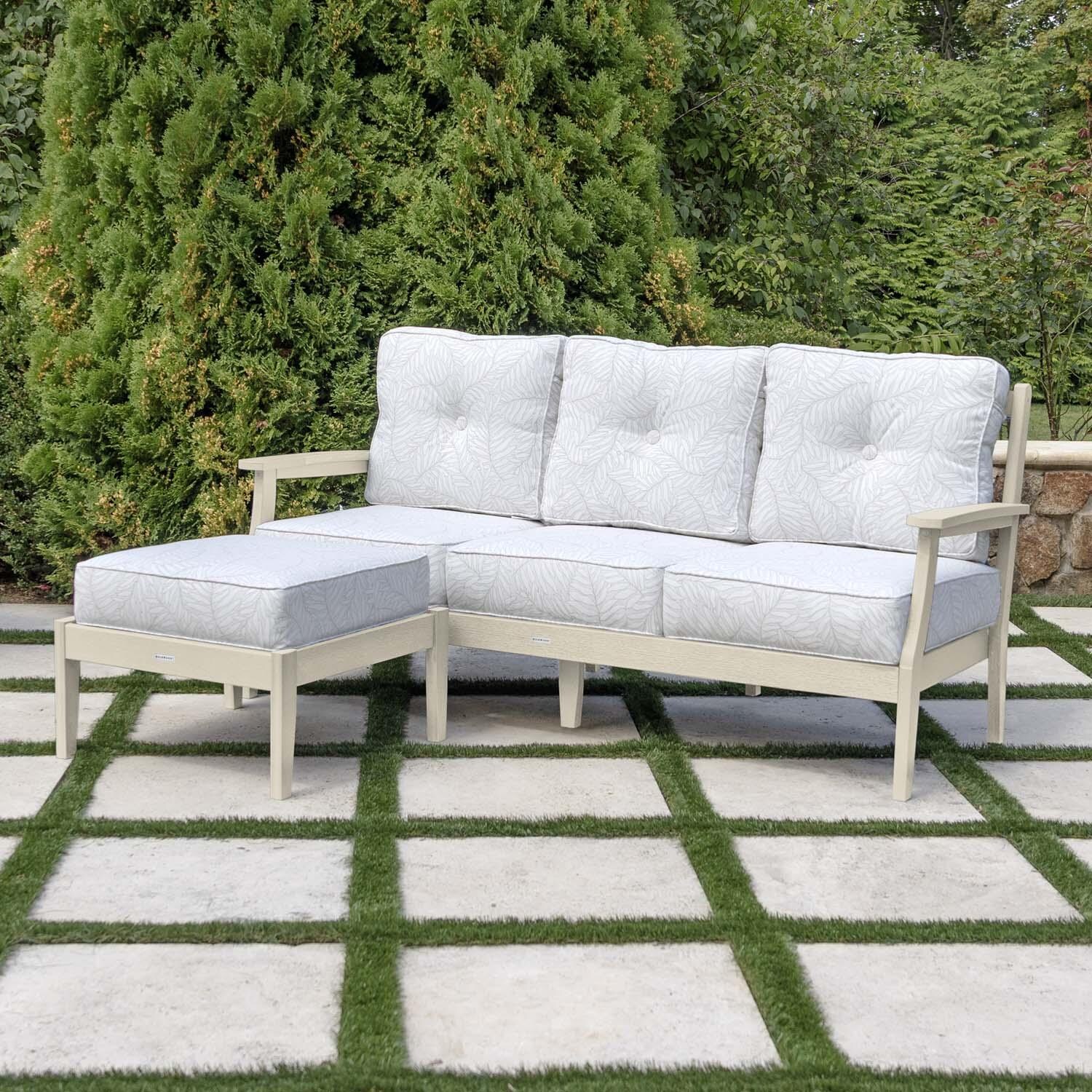 Blushing Bay 2 Pc Recycled Plastic Seating Set in Lively Parchment/Whitewash by Lakeview Outdoor Designs - Angled Left - Lifestyle thumbnail
