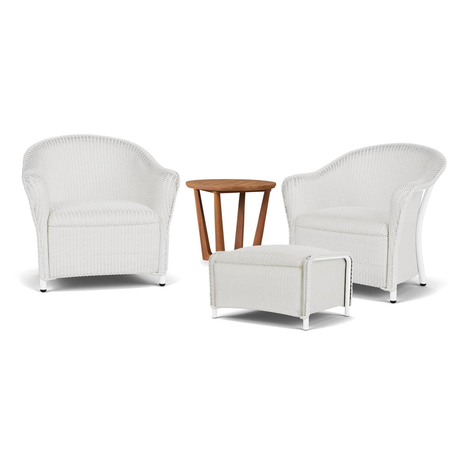 Lloyd Flanders Reflections 4-Piece Seating Set W/ Ottoman & End Table in Matte White Finish thumbnail