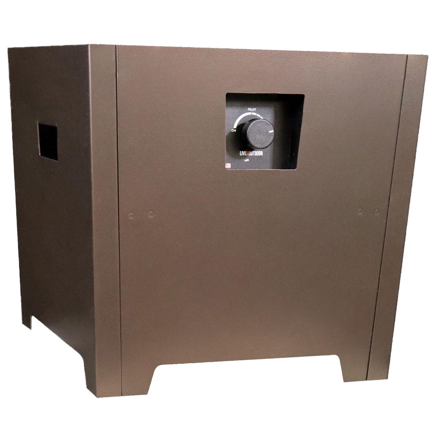 Firestorm FS2BRNLP 2 Series 18 Inch Propane Portable Square Powder-Coated Steel Fire Pit - Brown by Live Outdoor - Side View - White Background thumbnail