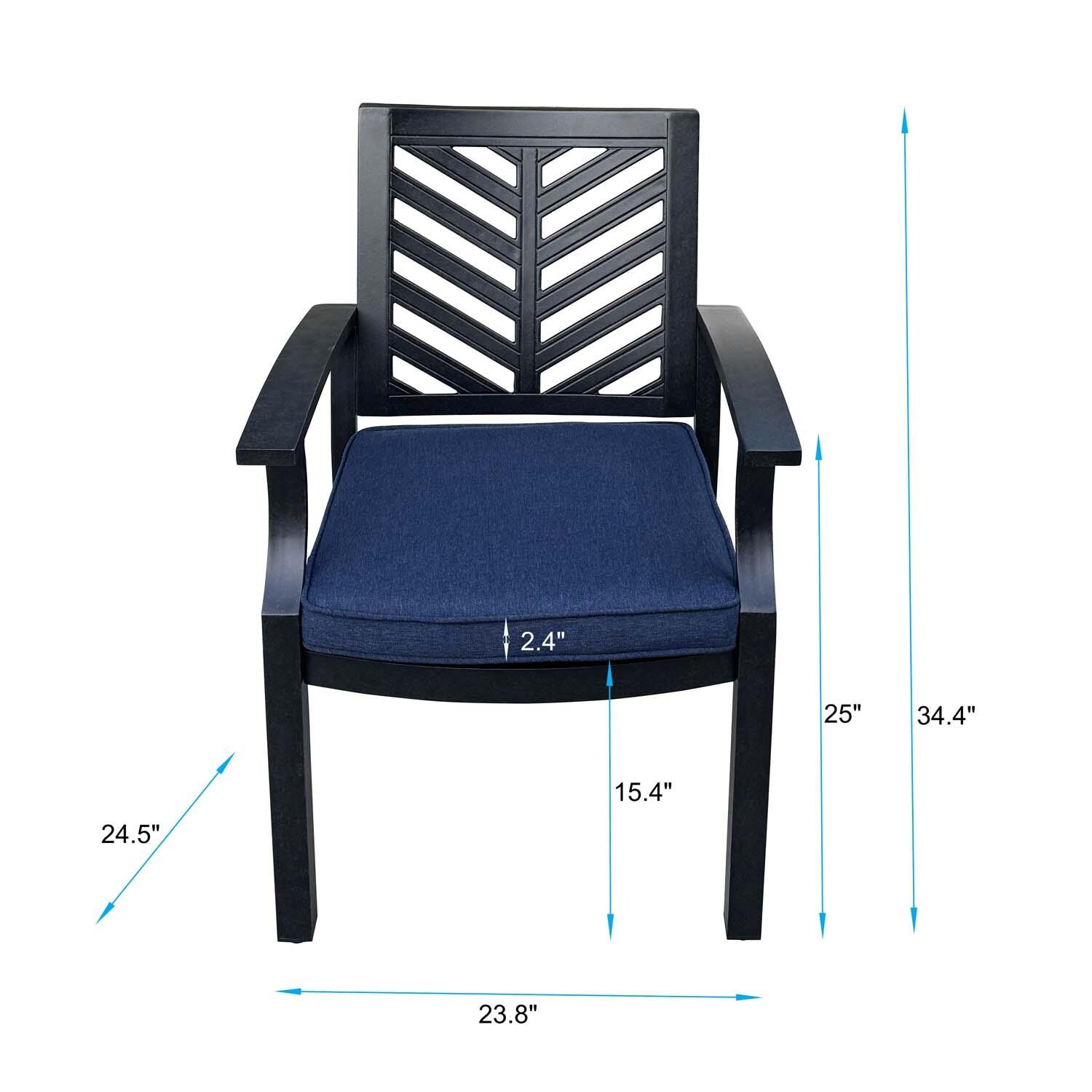 Palm Springs Aluminum 2 Pc Dining Arm Chair Set in Antique Bronze/Navy by Darlee - Dimensional thumbnail