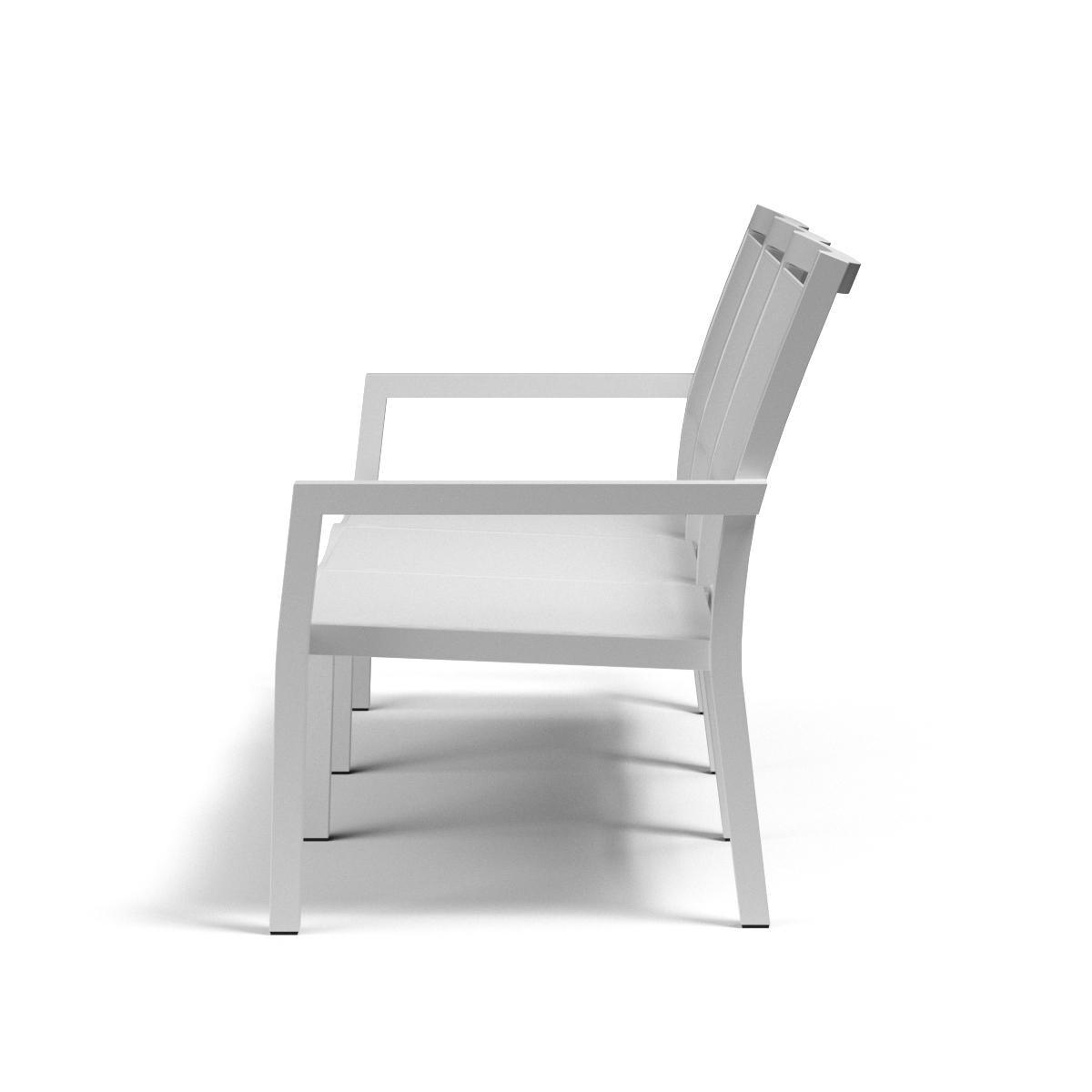 Sunset West - 1101-23 - Naples Aluminum Patio Sling Sofa W/ Textilene Frost Sling - Side View thumbnail