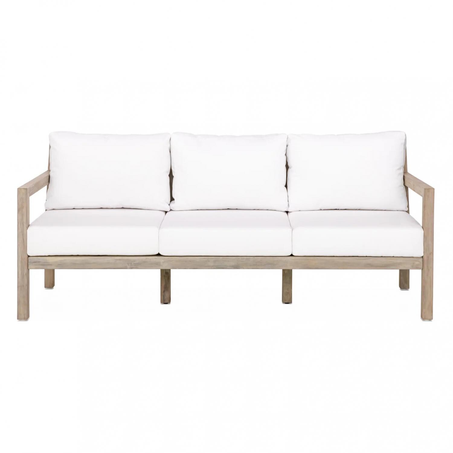 Teak + Table Monday 5 Piece Brushed Teak Patio Seating Set in Natural - Sofa - White Background thumbnail