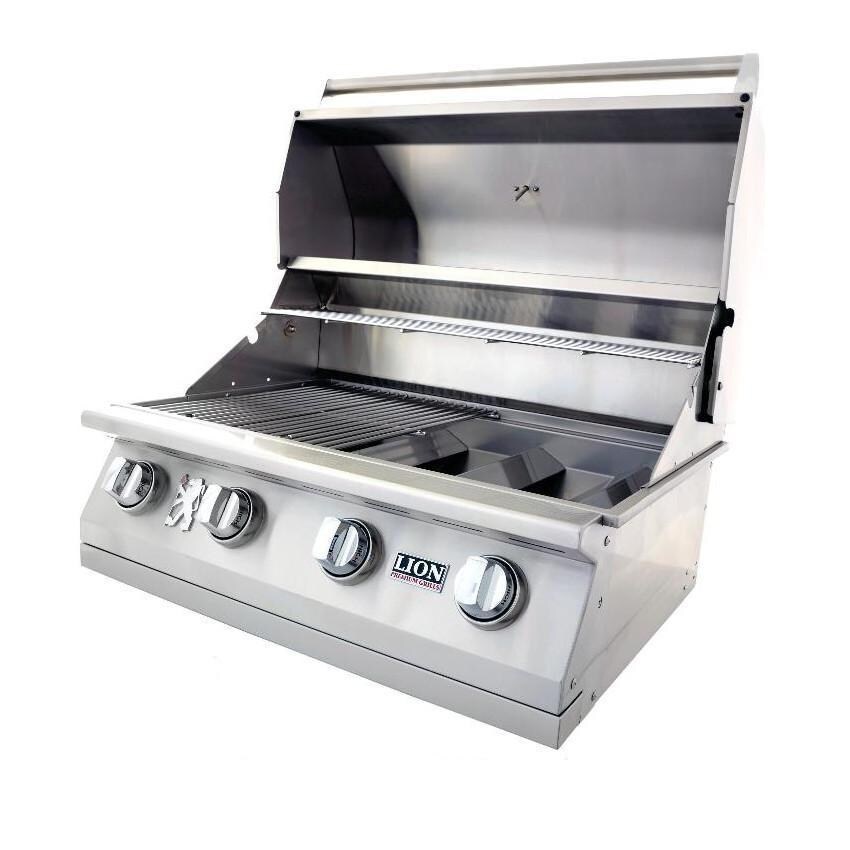 Lion 65623 L60000 32-Inch 4-Burner Stainless Steel Built-In Natural Gas Grill - Open View