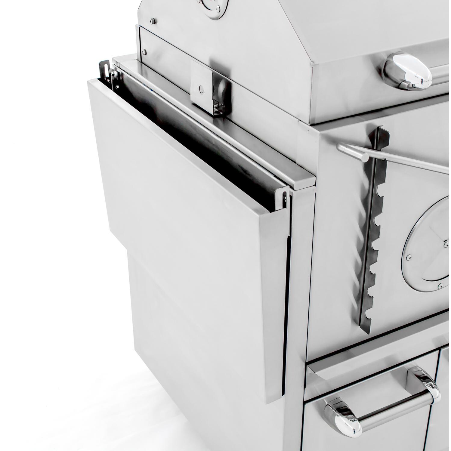 Cajun Grill Preaux 36-Inch Freestanding Charcoal Grill - Side Shelf Folded Down thumbnail