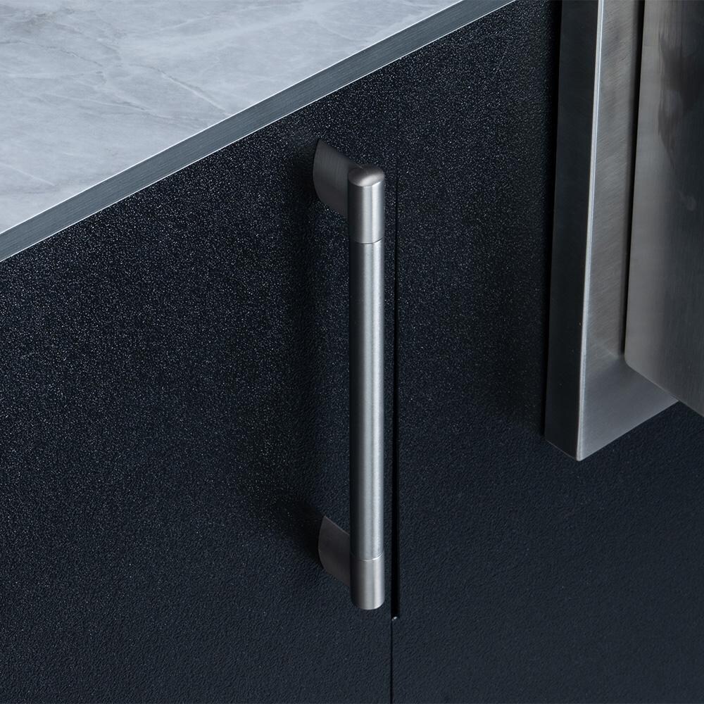 WeatherStrong Nassau 10 1/2 Ft Outdoor Kitchen Island w/ Lynx Natural Gas Grill, Side Burner & Refrigerator in Shell White/Midnight Ice - Handle - Detail thumbnail