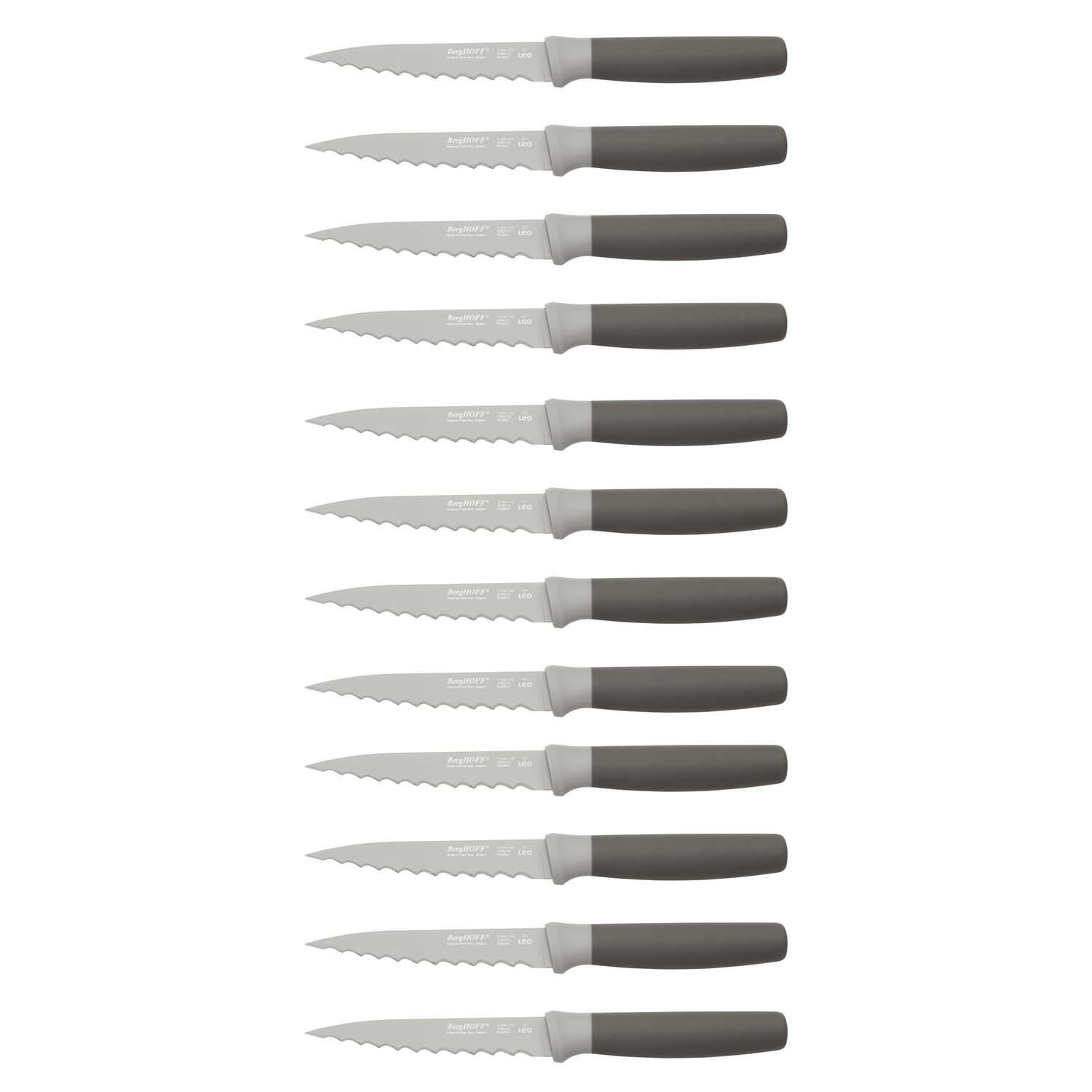 BergHOFF 4 1/2-in Leo 12 Pc Stainless Steel Serrated Steak Knives - White Background thumbnail