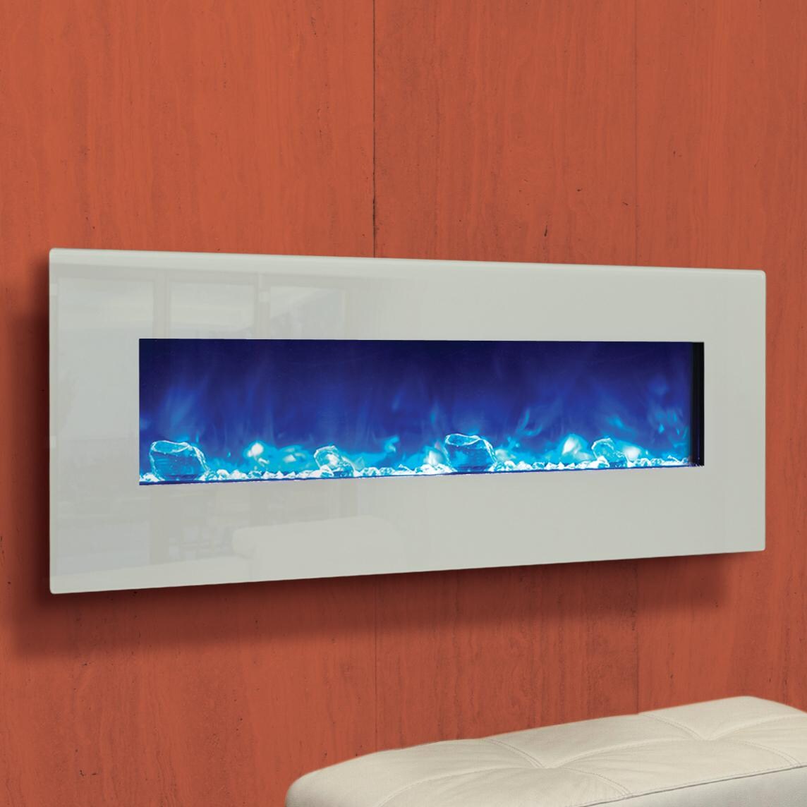 Amantii Wall Mount/Flush Mount 48Inch Electric Fireplace with White