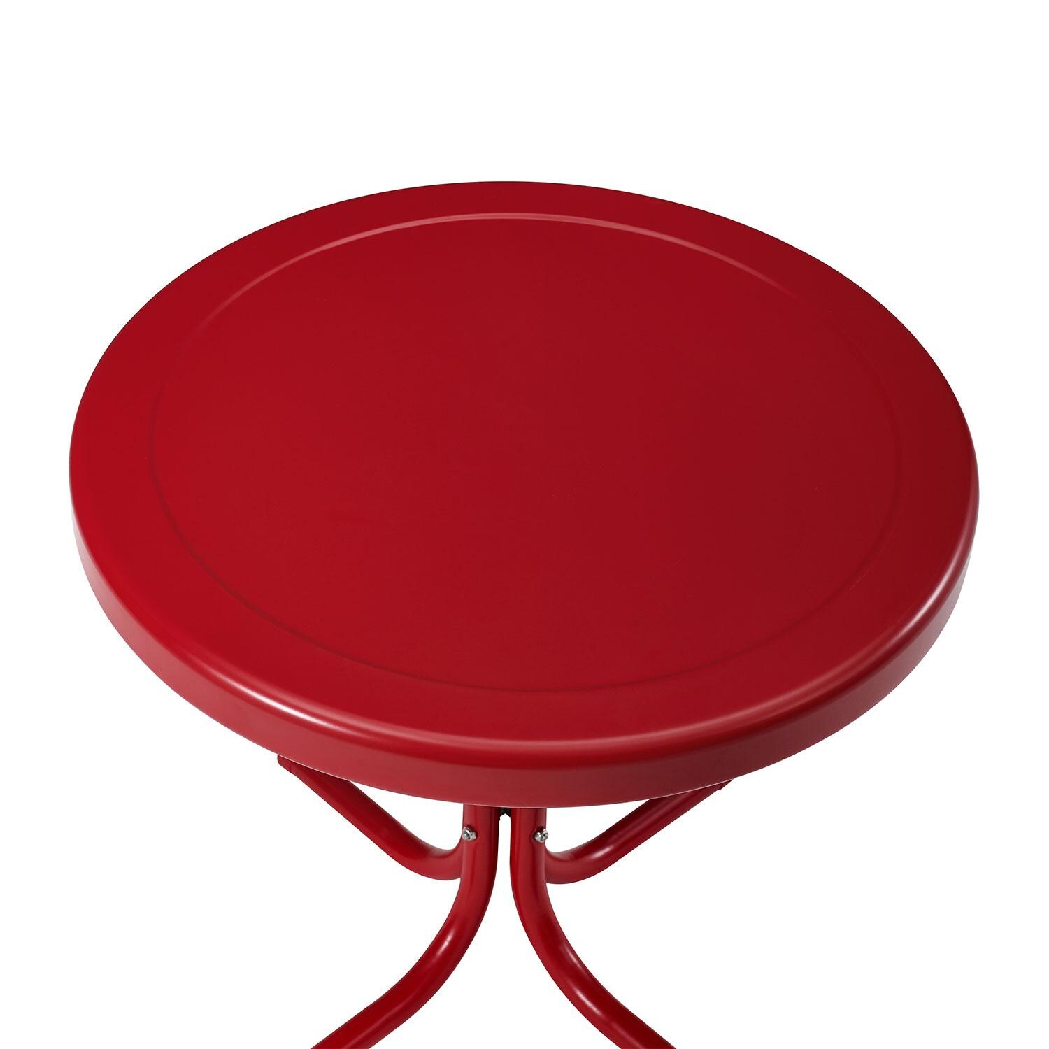 Ultimate Patio UP-32253RE 3Pc Retro Outdoor Rocking Chair Set in Red Gloss - Table Top - Detail thumbnail