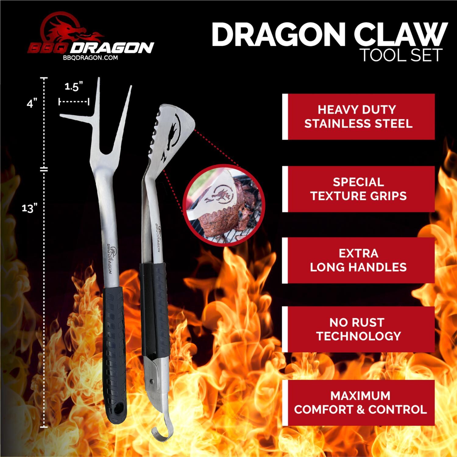 BBQ Dragon BBQD130 The Dragon Claw Tool Set thumbnail