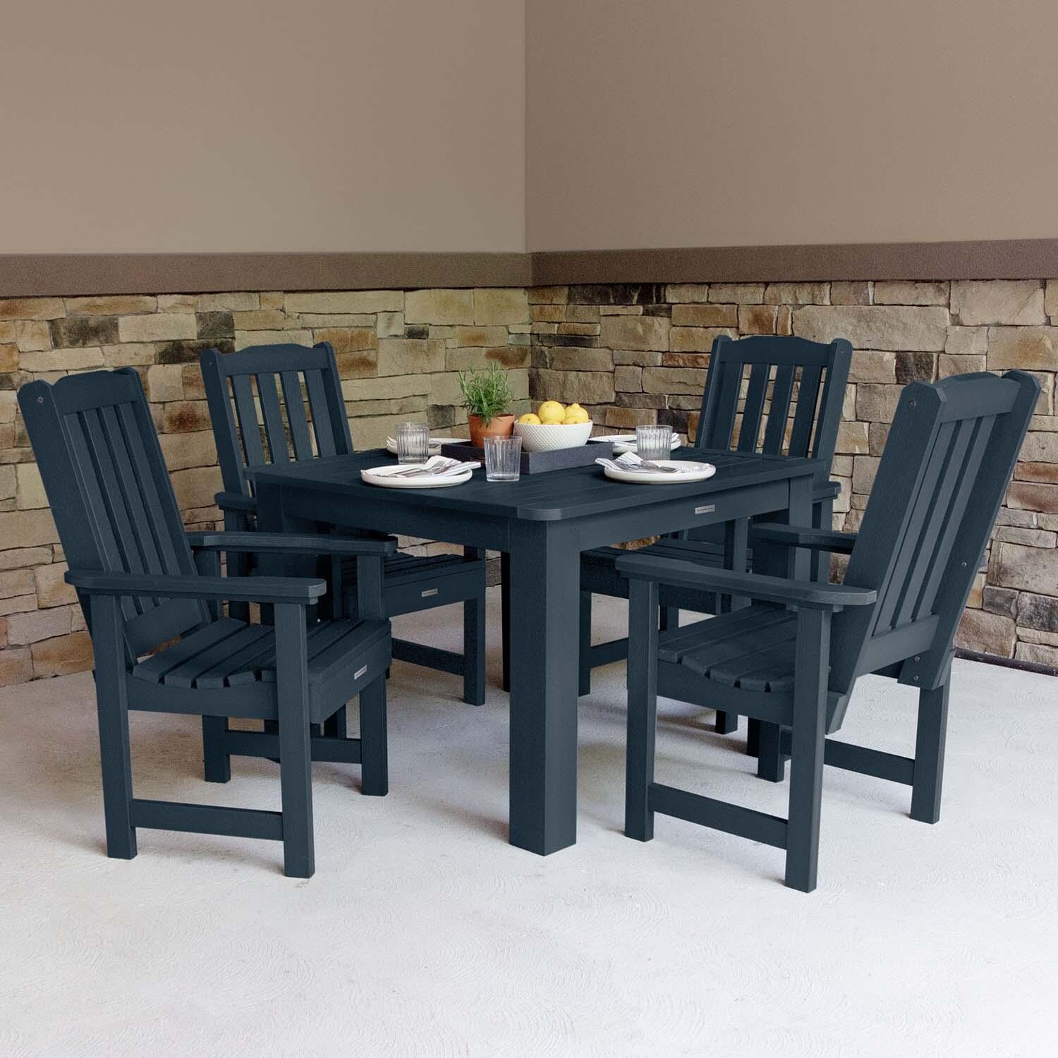 Hart Lane 5 Pc Recycled Plastic Square Dining Set in Federal Blue by Lakeview Outdoor Designs