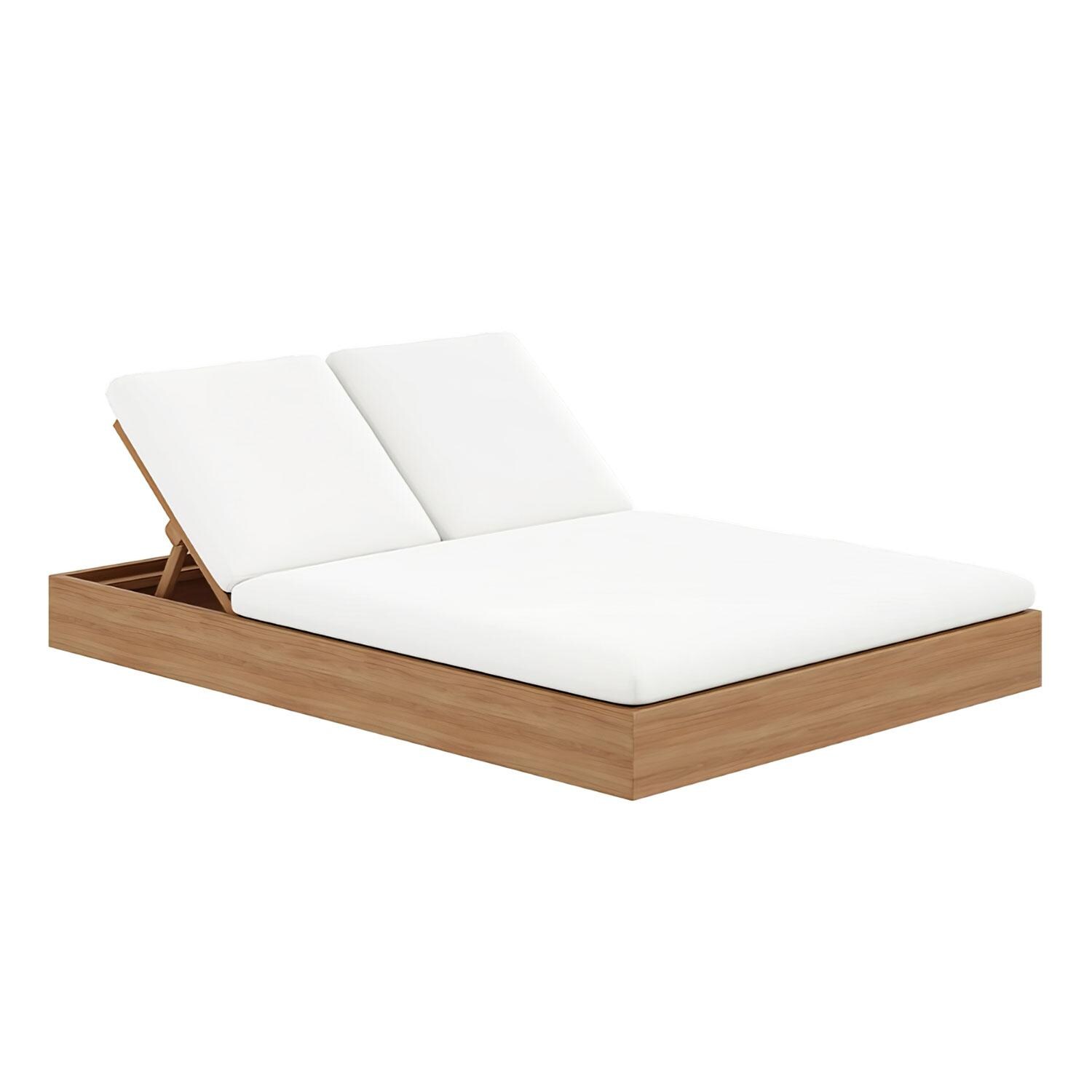 Bellawood 2 Person Teak Double Chaise Lounge in Natural by Lakeview Outdoor Designs - Angled - White Background thumbnail