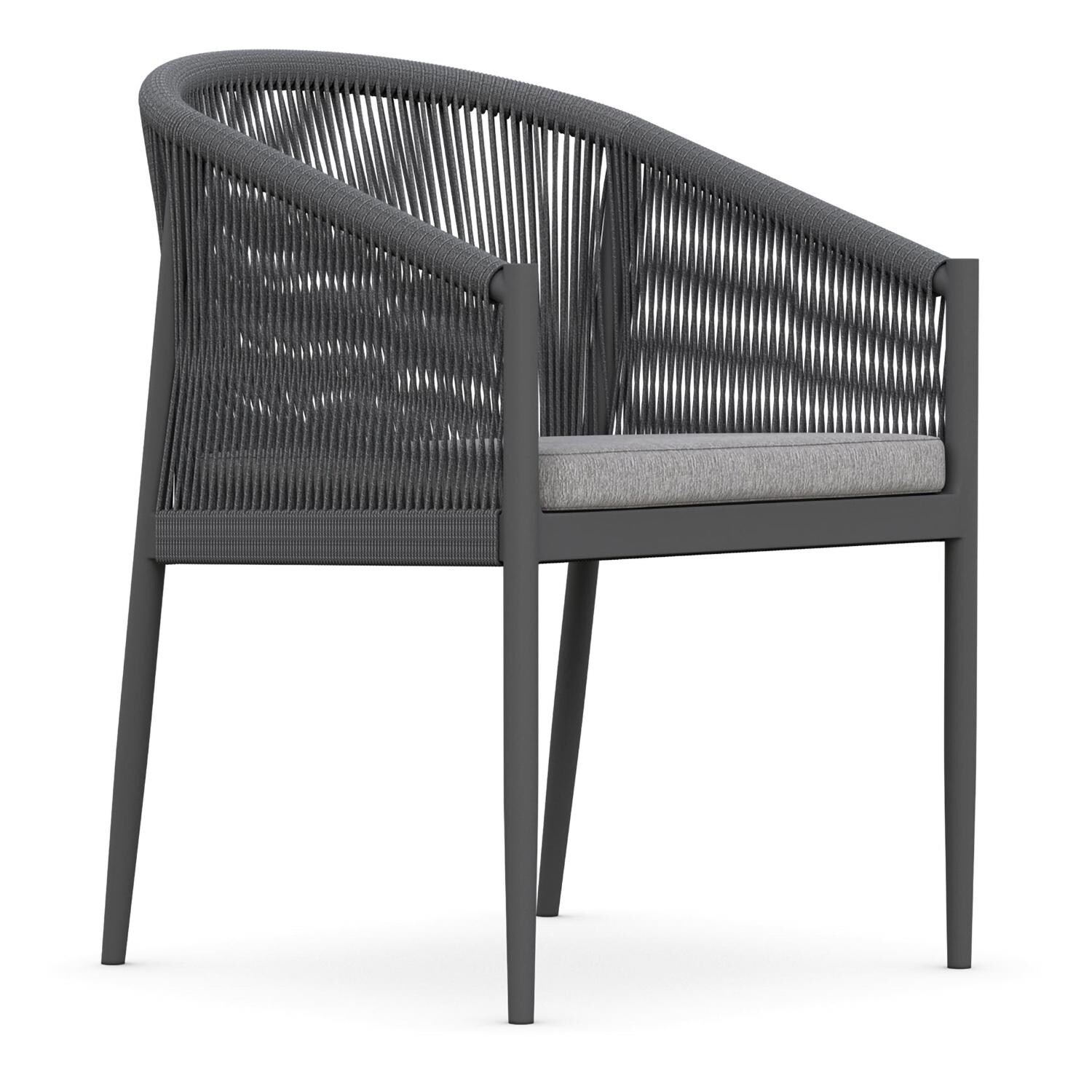 Azzurro Living Catalina Woven Rope Dining Chair in Ash/Fog - Angled - White Background thumbnail