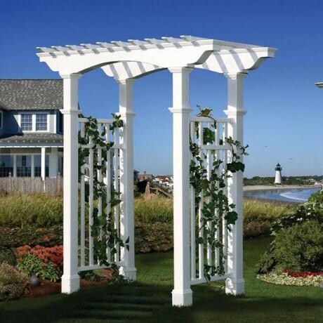 New England Arbors Newport 7.75 Ft Vinyl Arbor BBQGuys