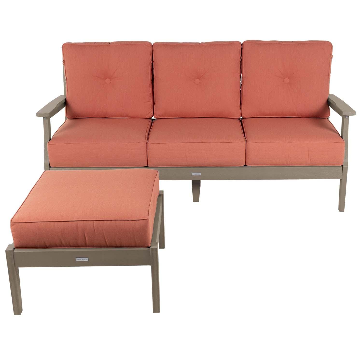 Blushing Bay 2 Pc Recycled Plastic Seating Set in Canvas Persimmon/Woodland Brown by Lakeview Outdoor Designs - Front View - White Background thumbnail
