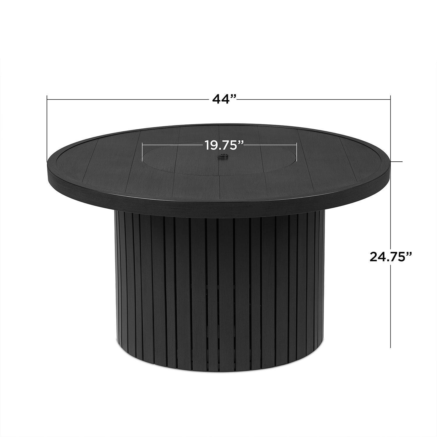 Westlook 44-in Round Metal Propane Fire Table in Black by Lakeview Outdoor Designs - Dimensional thumbnail