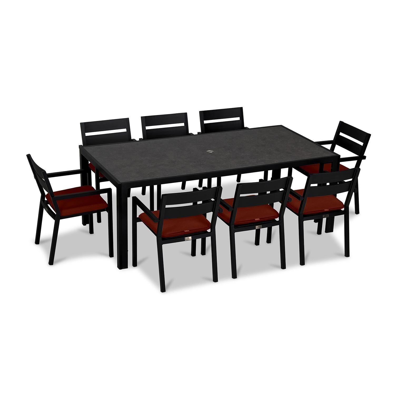 Calm Bay 9 Pc Rectangular Dining Set in Black/Canvas Henna by Lakeview - White Background thumbnail