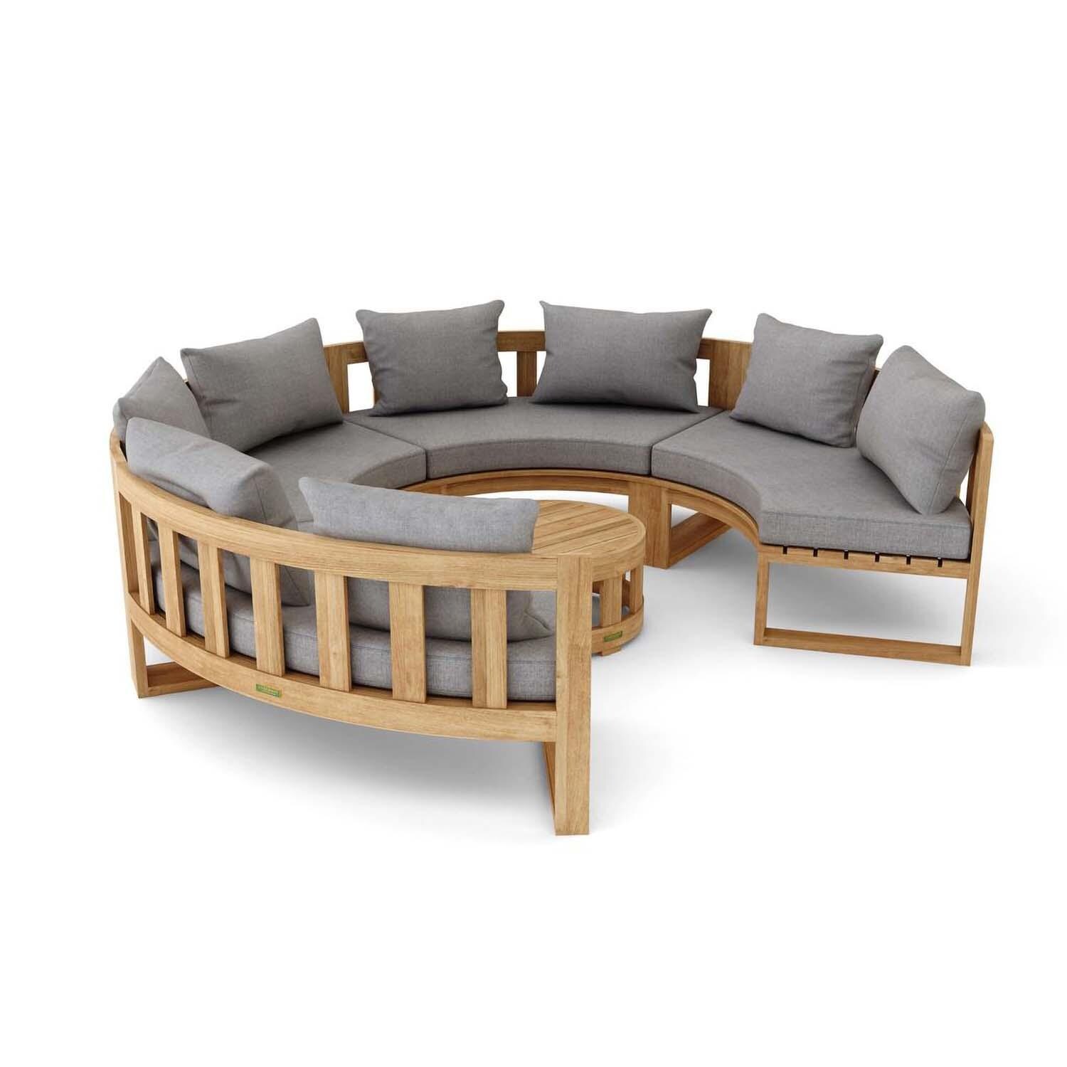 St. Charles 8 Person Teak Seating Set in Cast Slate by Lakeview Outdoor Designs - Side View - White Background thumbnail
