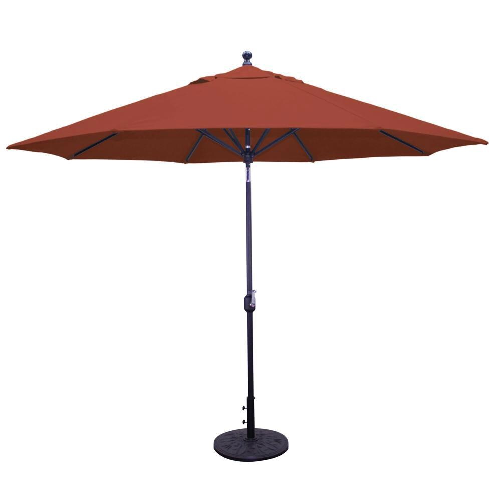 Galtech 11 Ft. Octagonal Aluminum Patio Umbrella W/ Crank Lift & Deluxe Auto Tilt - Black Frame W/ Henna Sunbrella Fabric (Umbrella Base Not Included) thumbnail
