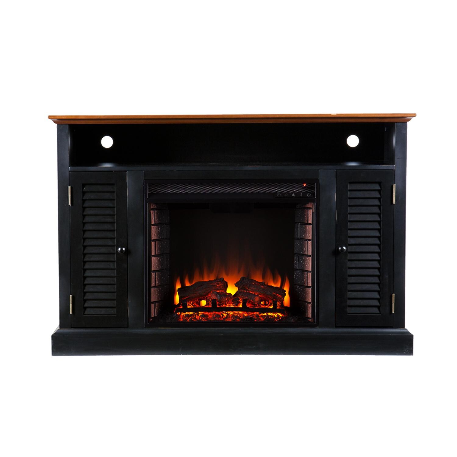 Southern Enterprises Antebellum 48-Inch Electric Fireplace Media Console - Black/Walnut - Front View thumbnail