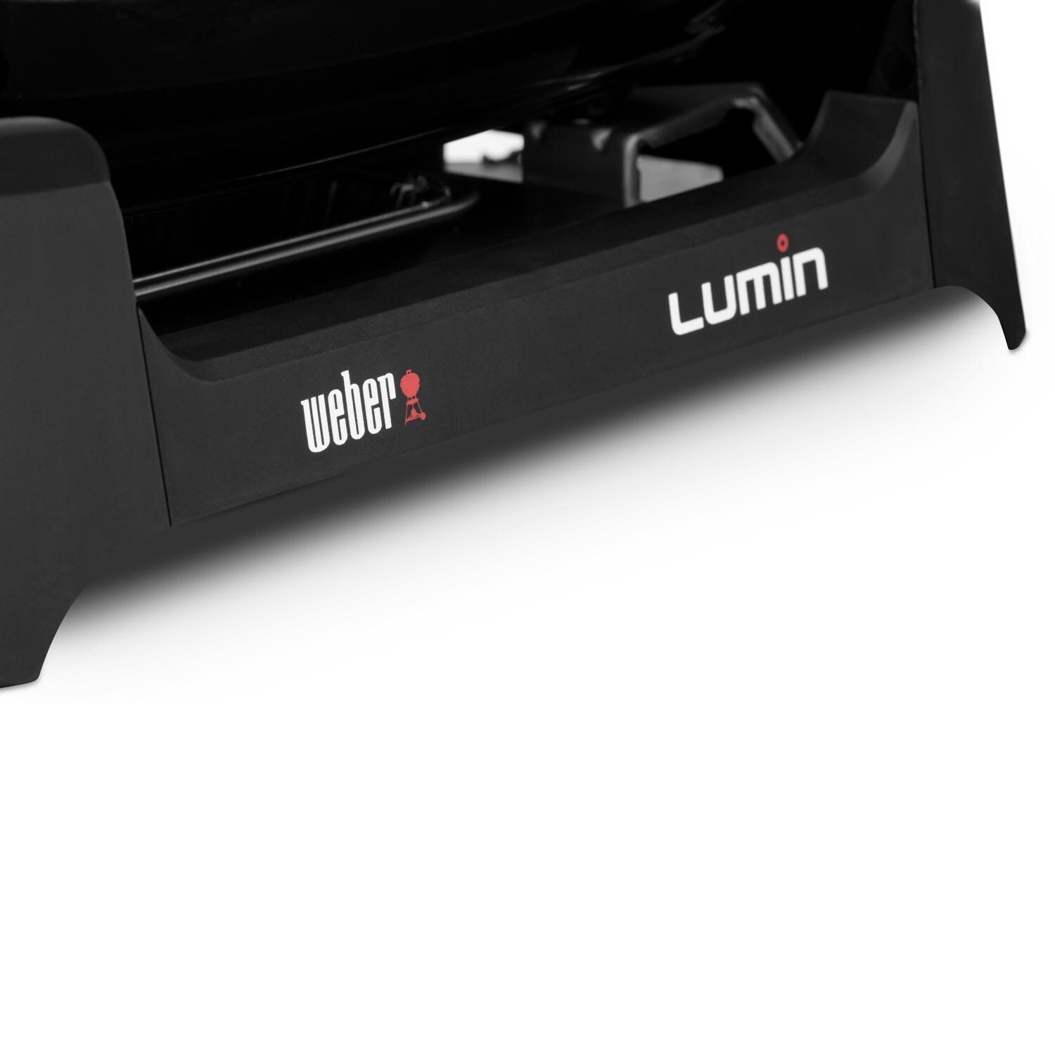 Weber 91010901 Black Lumin Compact Portable 1560 Watt Electric Grill - Front Logo - Detail thumbnail