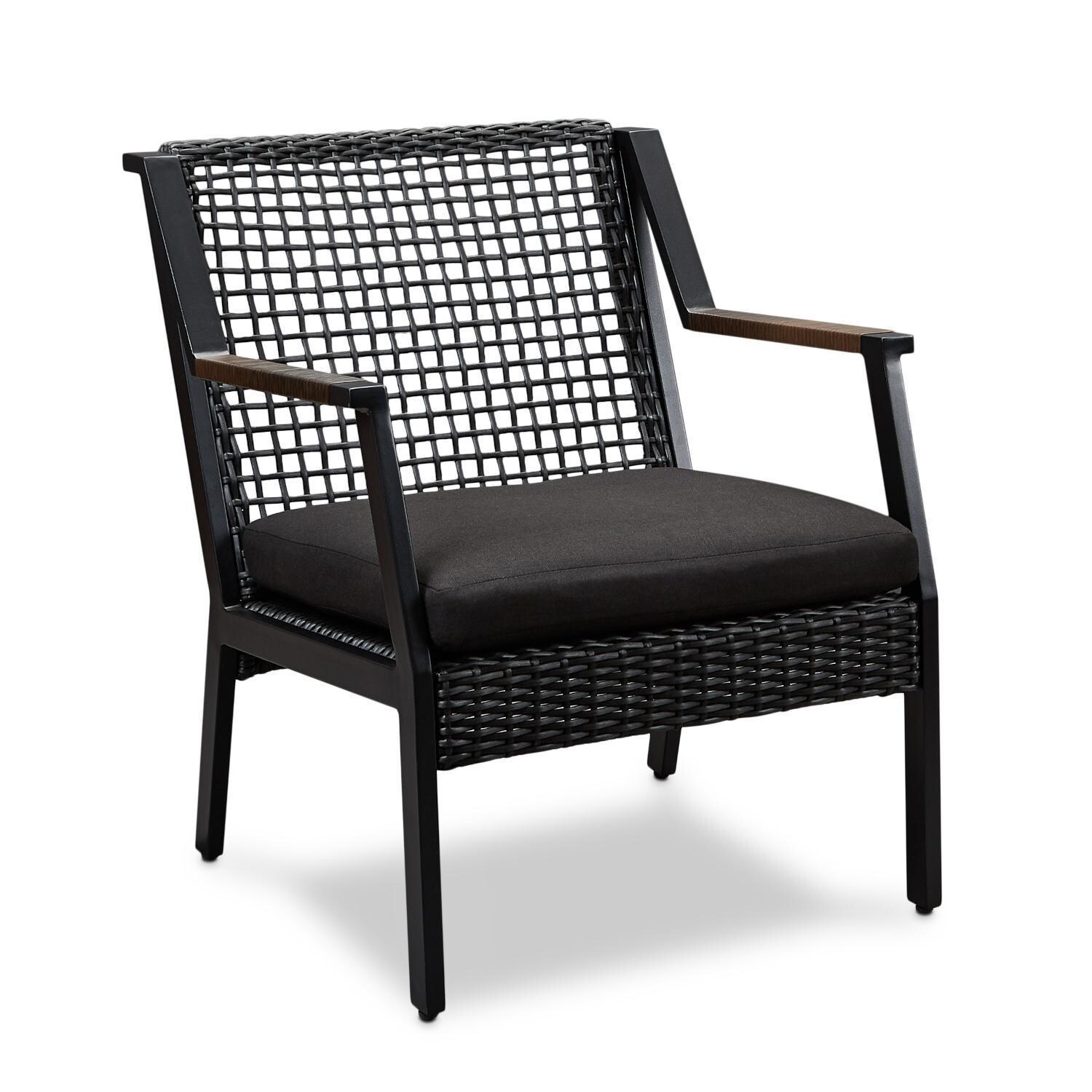 Lakeview Rustic Bay Black 2 Piece Aluminum Chair Set - Single Chair - White Background thumbnail