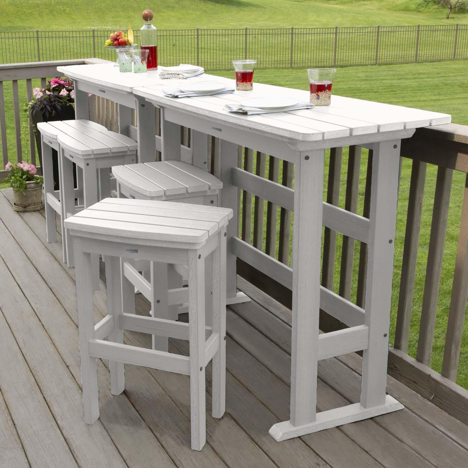 Hart Lane 6 Pc Recycled Plastic Bar Height Dining Set in White By Lakeview Outdoor Designs - Alternate Configuration - Lifestyle thumbnail