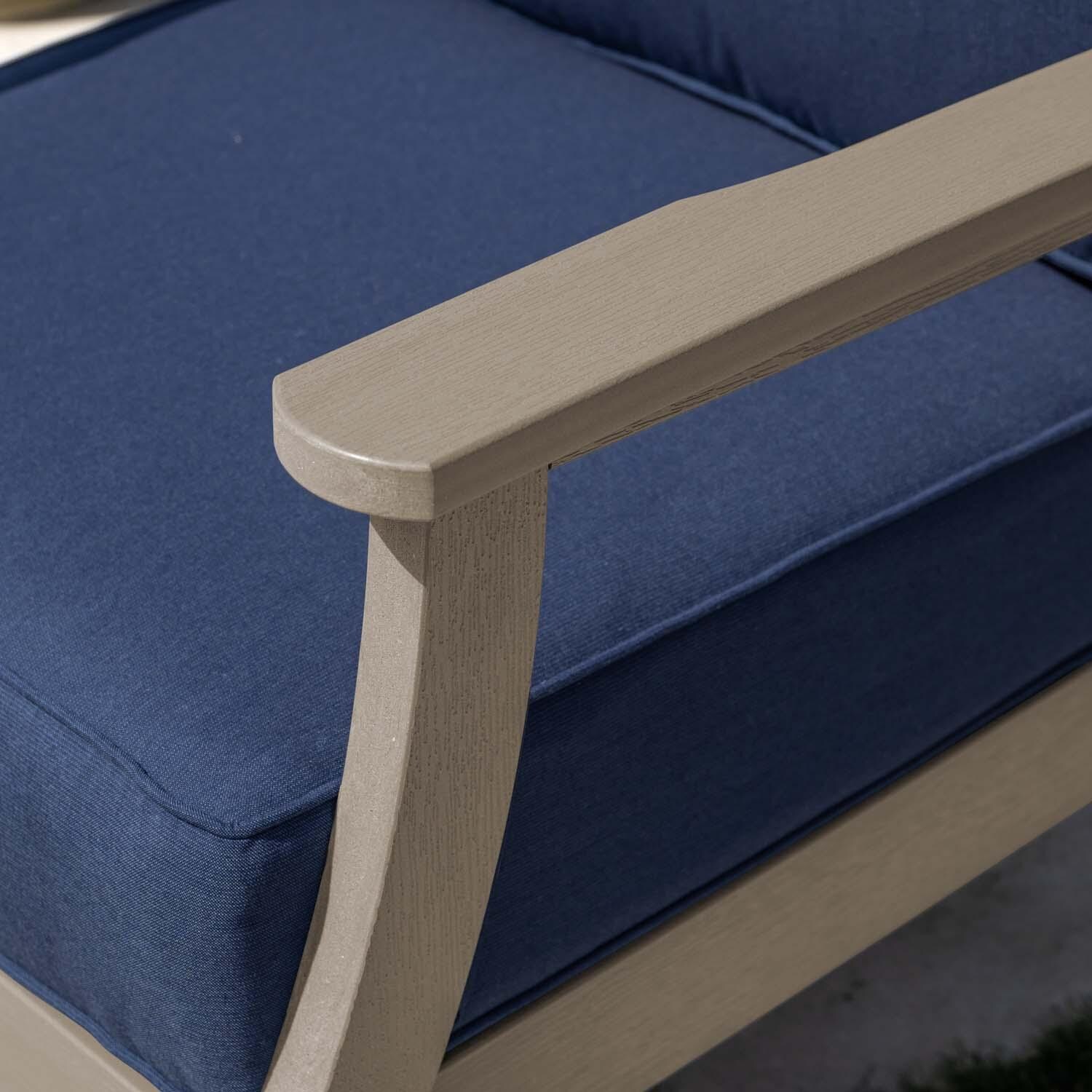 Blushing Bay Recycled Plastic Club Chair in Spectrum Indigo/Woodland Brown by Lakeview Outdoor Designs - Frame - Detail thumbnail