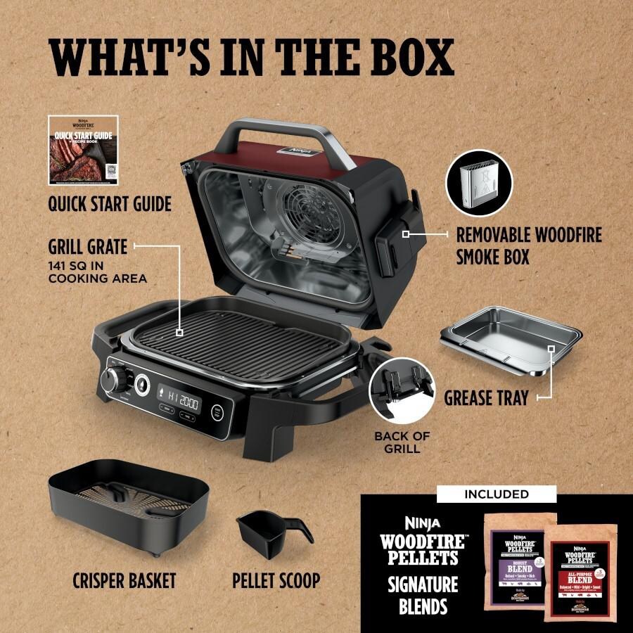 Shark Ninja Ninja Woodfire Grill OG71RD - Red - What's in the box? thumbnail