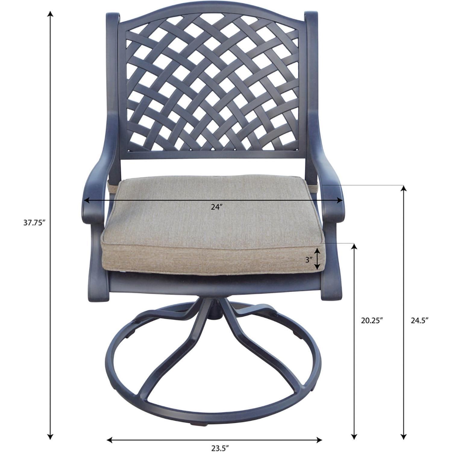 Darlee B/DL13-11PCDR-2350LE-S Nassau 11 Pc Cast Aluminum Dining Set w/ Rocker in Antique Bronze w/ Sesame Cushions - Swivel Rocker Dimensions - Dimensional thumbnail