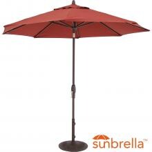 9 Ft. Octagonal Aluminum Auto Tilt Patio Umbrella W/ Crank Lift & 50 Lb. Moderna Base By Lakeview Outdoor Designs - Bronze Frame / Sunbrella Canvas Henna Canopy image