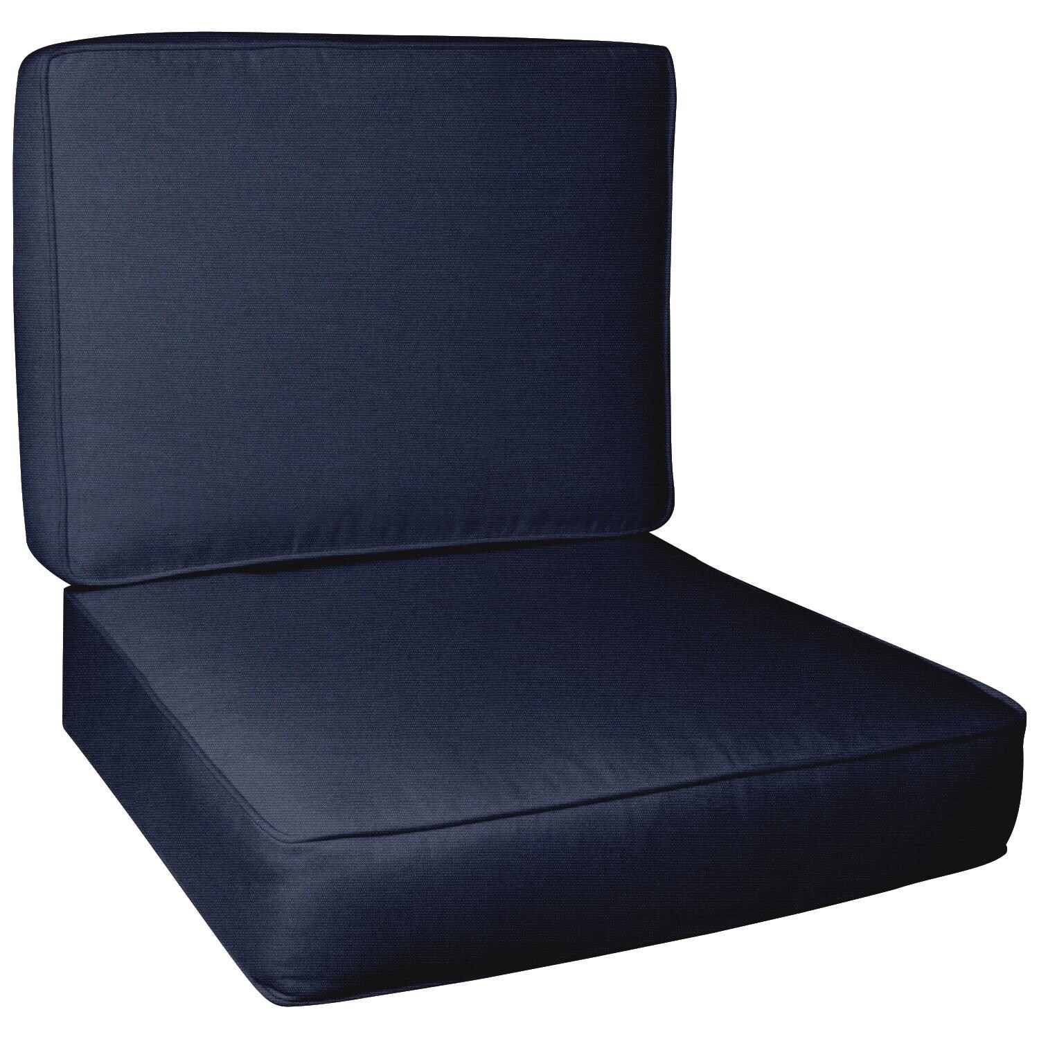 Sunbrella Canvas Navy Medium Outdoor Replacement Club Chair Cushion Set W/ Piping By UltimatePatio.com thumbnail