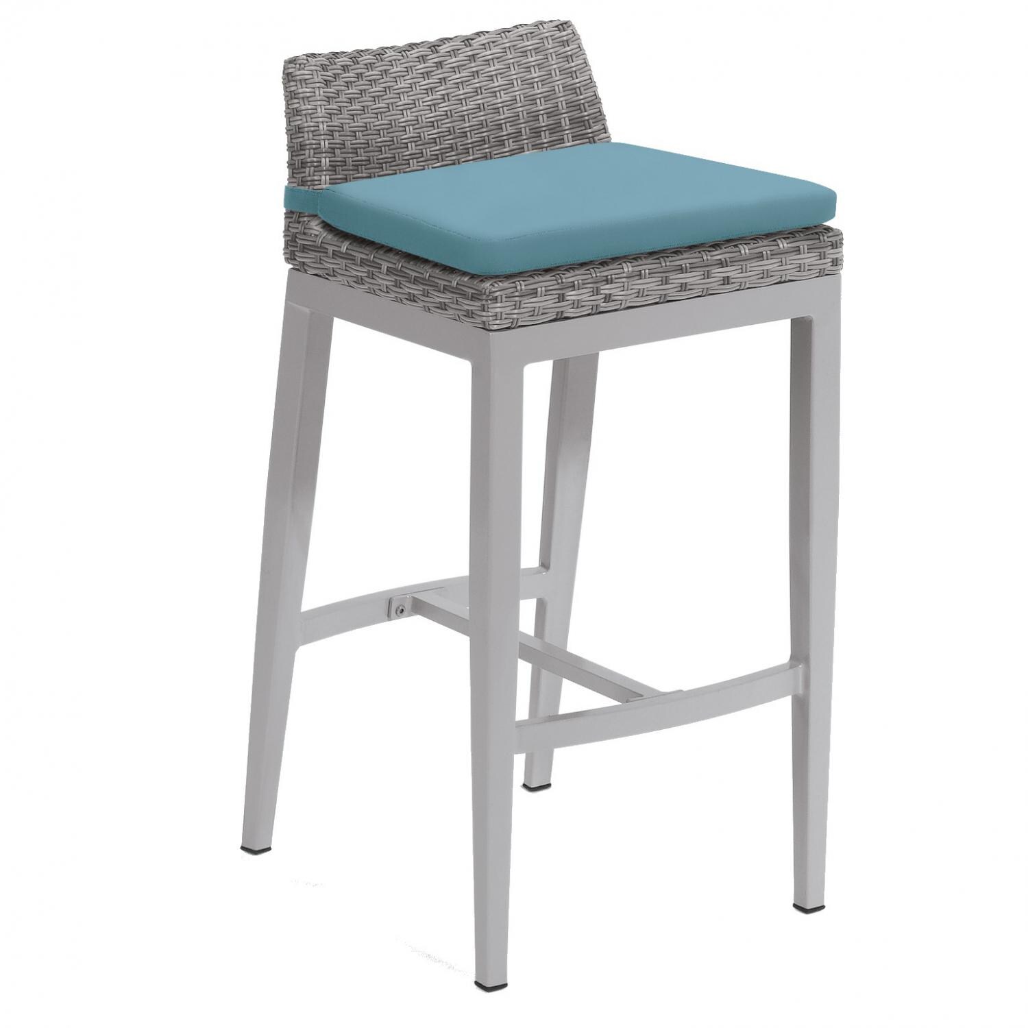 Argento Wicker Patio Bar Stool W/ Ice Blue Cushion By Oxford Garden thumbnail