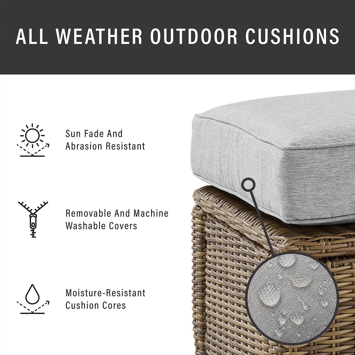 Ultimate Patio UP-92420WB-GY 4Pc Wicker Outdoor Sectional Patio Furniture Set in Gray - Cushion Weather Resistant - Diagram
