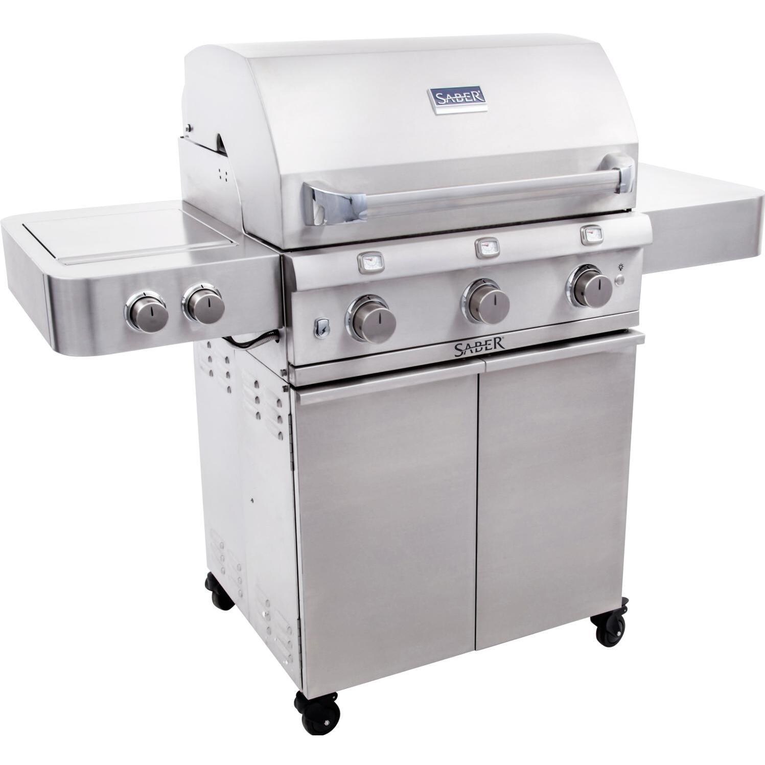 Saber 500 3-Burner Infrared Stainless Steel Propane Gas Grill On Cart - Right Facing thumbnail