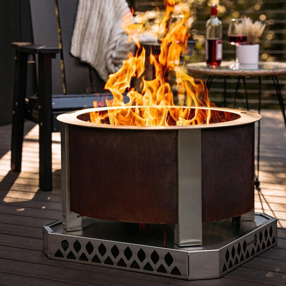 Breeo BR-X24P X Series 24 Inch Smokeless Round Corten Steel Wood Burning Fire Pit - With Stand (Sold Separately) - Lifestyle thumbnail